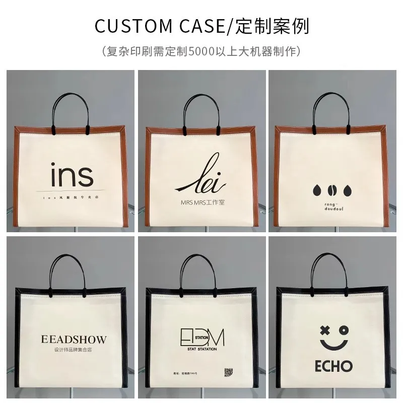 Custom.New Big Ear-Inserting Handbag Film Clothing Store Clothes Packing Bag Packaging Waterproof Customized Non-Woven Lo