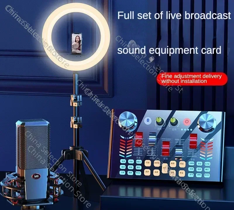 V18 Sound Card Set, Live Broadcast Equipment, Voice Changer, Microphone, Mobile Phone, National Artifact Karaoke