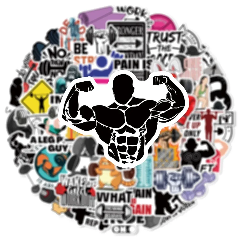 10/25/50pcs Gym Work Out Stickers Graffiti Fitness for Inspirational Quote DIY Water Bottle Phone Laptop Skateboard Helmet