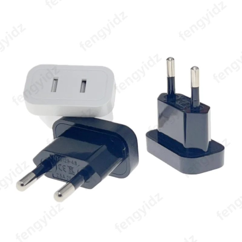 Image of Neuer CN-US-zu-EU-Steckeradapter, 2-poliger Steckdosenkonverter, Reise-Stromadapter, Steckdose China zu EU-Stecker