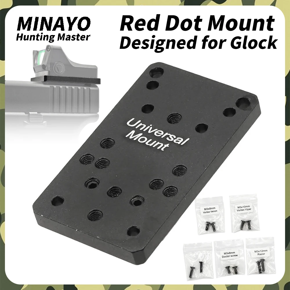 Universal Rear Red Dot Sight Mount Plate Base For GLOCK Pistol Tactical Hunting For RMR SRO MROS VENOM Doctor Red Dot Sightscope