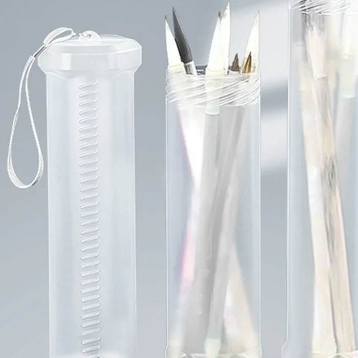 Transparent Abs Telescopic Pen Holder Art Painting Brush Pencil Holder Suitable For Outdoor Sketching Brush Storage