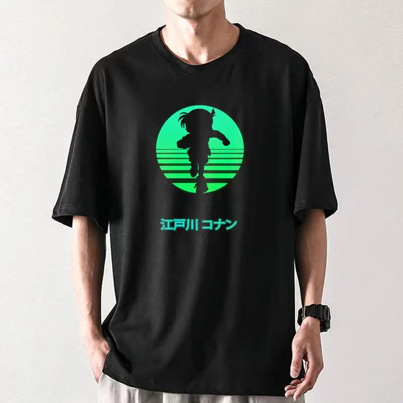 

Detective Conan Men's T-Shirt Edogawa Conan Anime Theme Printing Summer Boys Children's Short Sleeve Harajuku Parent-Child Wear