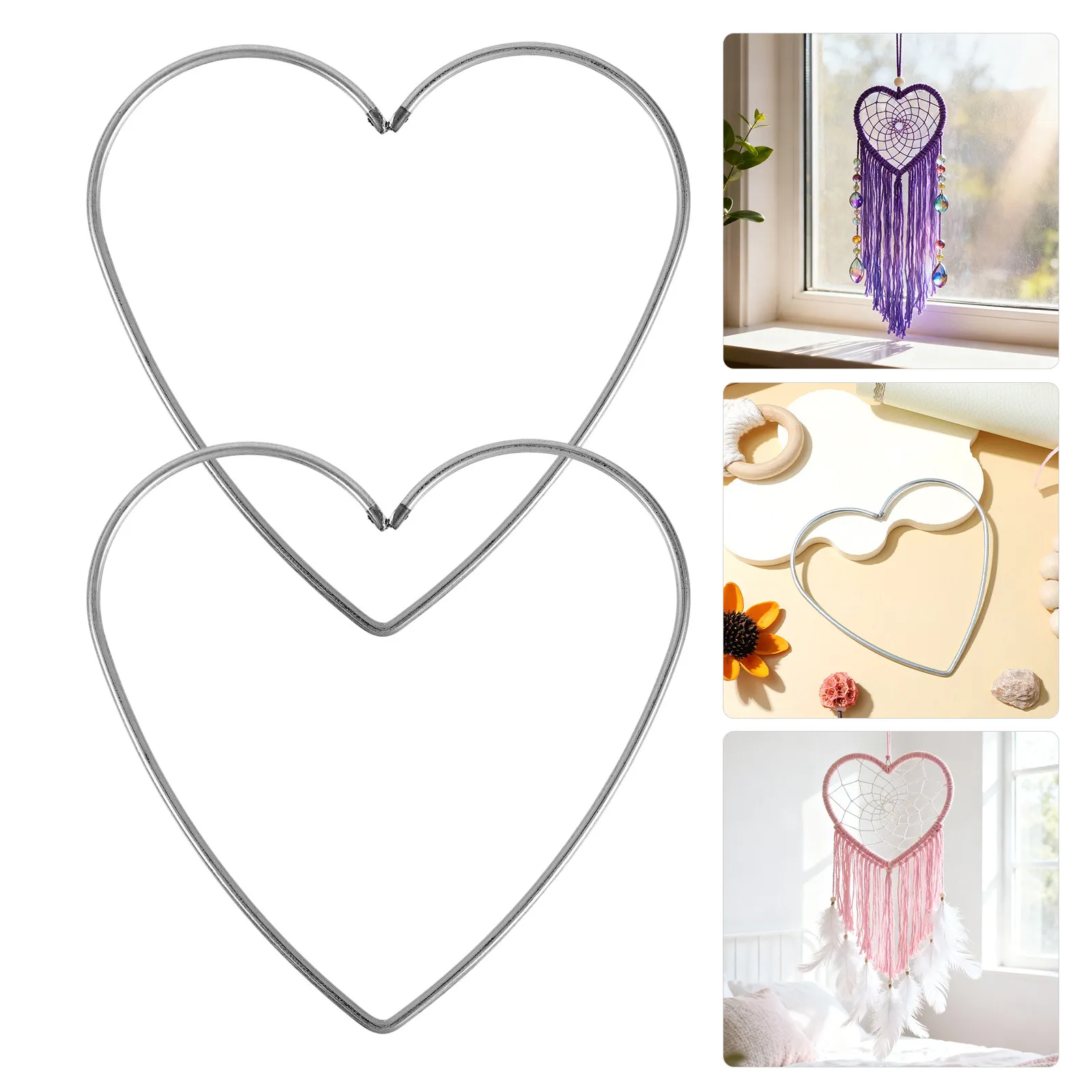 15Pcs Heart Shaped Metal Loops DIY Dream Catcher Rings Macrame Crafting Wreath Floral Hoop Frame Metal Craft Rings for Decor
