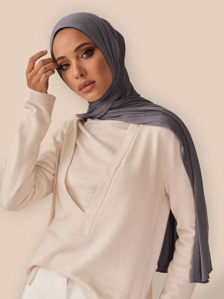 Ramadan Jersey Hijab Scarf For Muslim Women Shawl Stretchy Easy Hijabs Modal Cotton Hijab Scarves Headscarf African Woman Turban