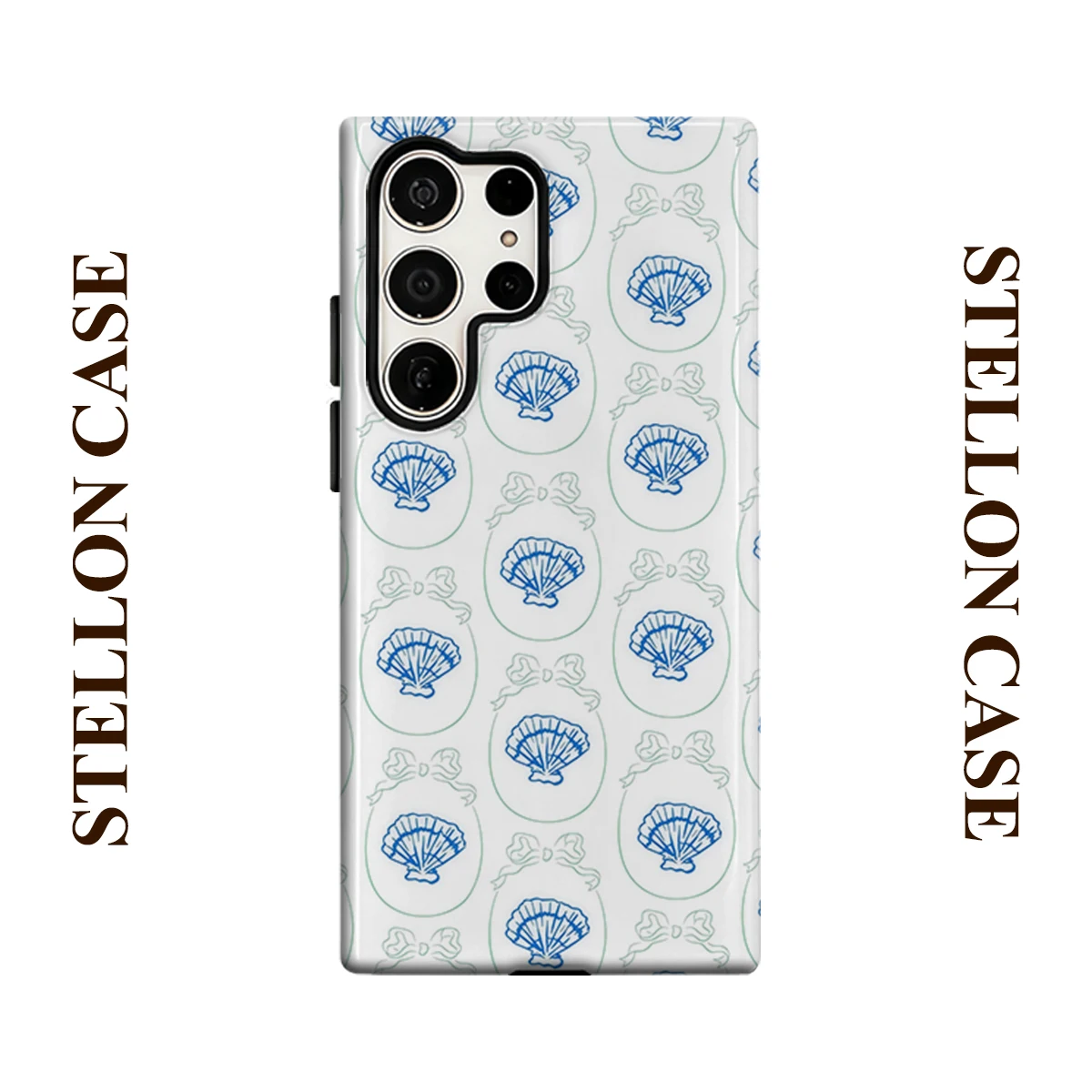 Bow Shell Line Phone Case For Samsung Galaxy S25 S24 S23 Ultra Plus A35 A55 Glossy HD Hard Cover Film Shell