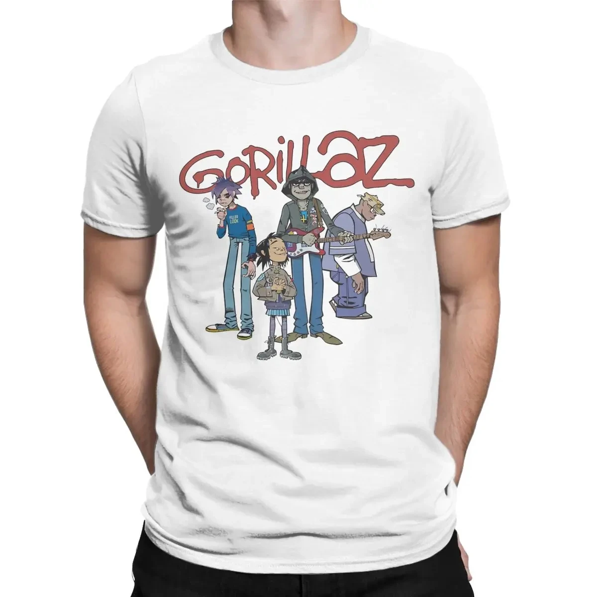 Band Gorillaz Punk Rock Fun print 90s Y2K retro fashion casual Street wear Harajuku Summer Men's and women's all-purpose T-shirt