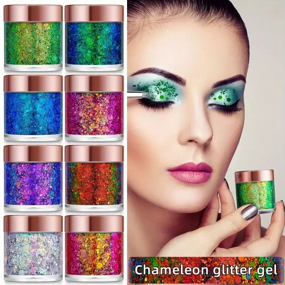 Chameleon Glitter Gel Sequins Long-Lasting Shimmer Face Makeup Sequins Face Make Up Decorations Easy To Use