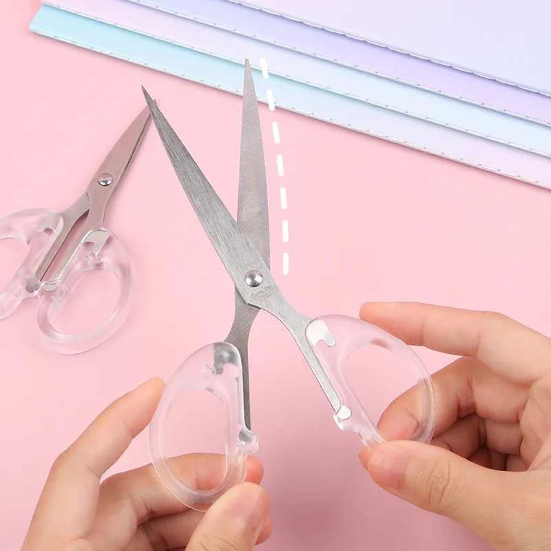 Bview Art Student Craft Scissors: Compact Design, Transparent Handheld Paper Cutter for Journaling, DIY, Precise Cutting