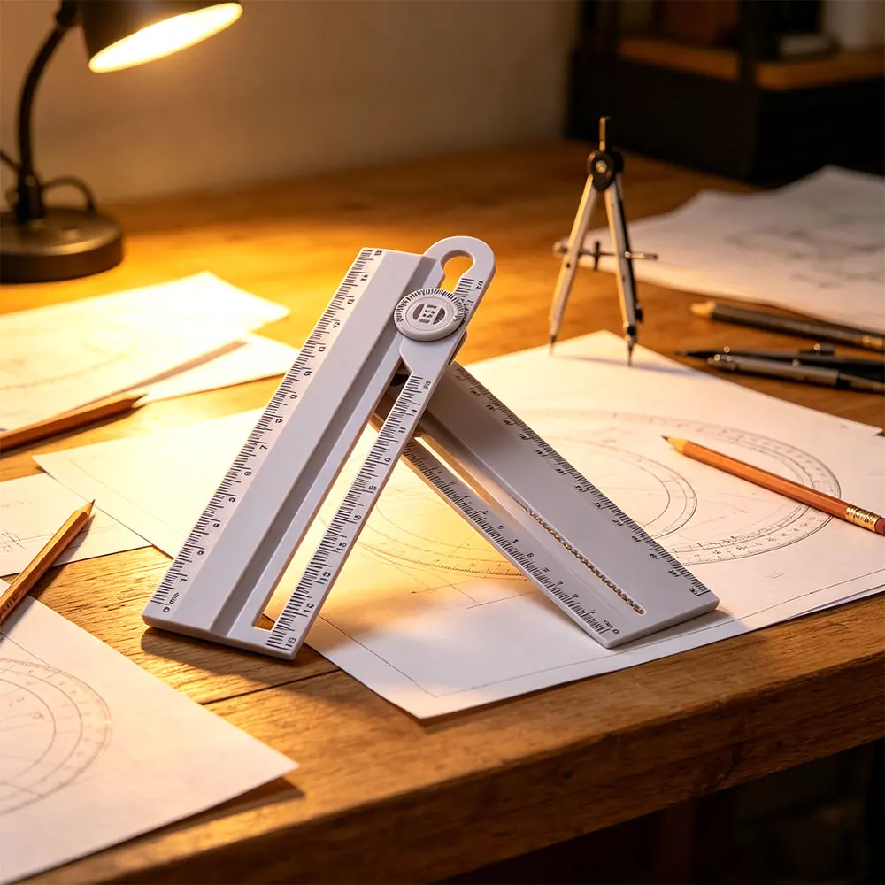 30cm Geometric Drawing Ruler Angle Measurement Measuring Tool Folding Geometric Ruler Manual Drafting Tool