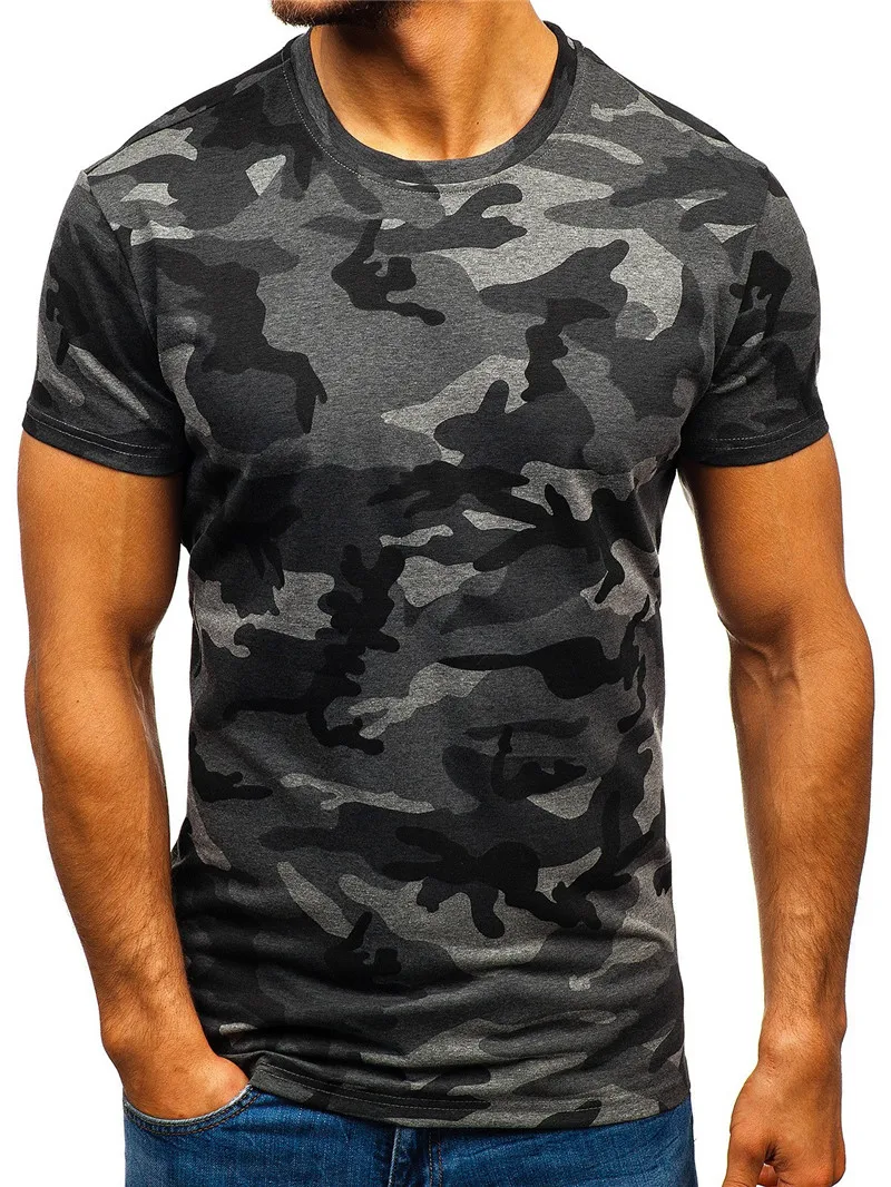 Men\'s Camo Pattern Outdoor Sporty T-Shirts Short Sleeve Summer 3D Print Loose Casual Fitness Tops Round-Neck Man Big Size Tees