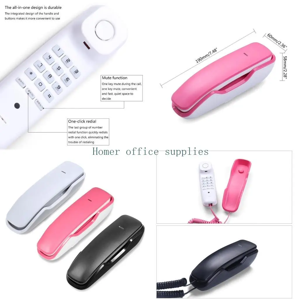 K43B A061 Wall-Mounted Telephone Push Button Phones Fixed Landlines for Home Hotel Office