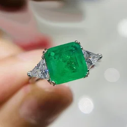 925 Sterling Silver Paraiba Emerald Tourmaline Gemstone Rings For Women Engagement Party Fashion Wedding Jewelry 9*9mm