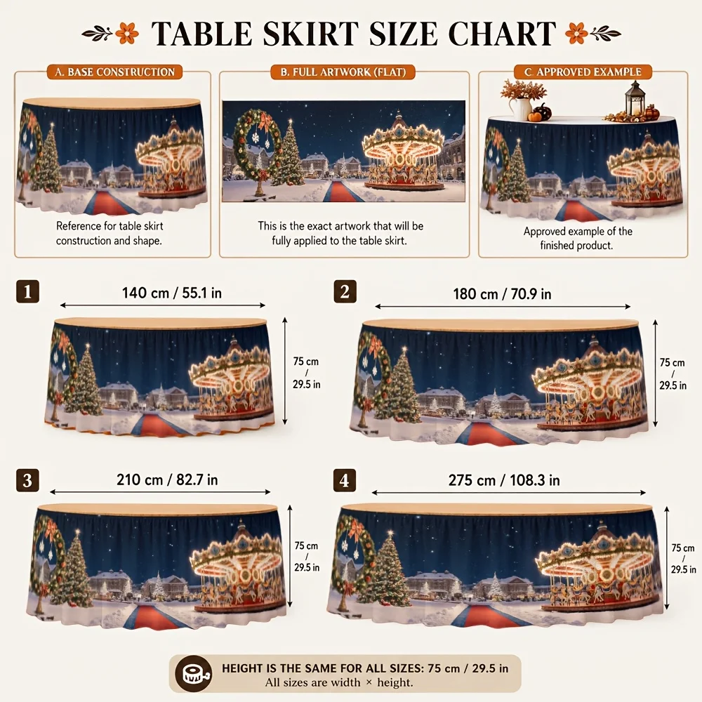 1 piece of Christmas winter wonderland tablecloth - festive, shiny, glowing snow scene elegant tablecloth