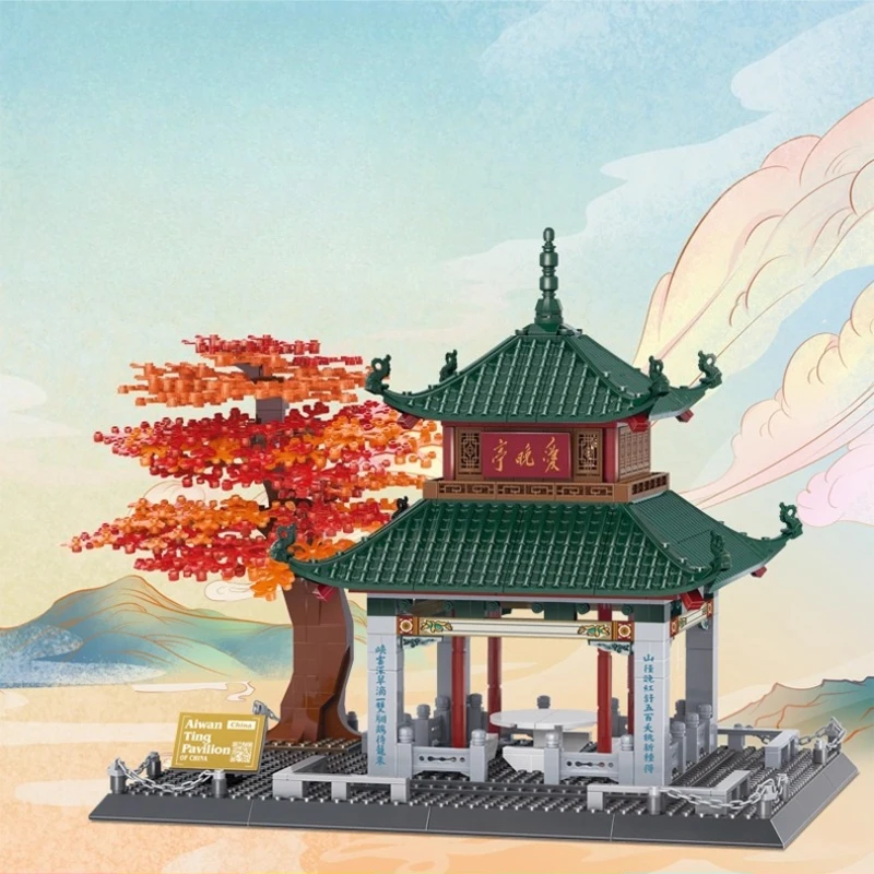 ตัวต่อเซมโบ หูหนาน ไอวาน พาวิลเลียน ของเล่นตัวต่อสร้างสรรค์แบบประกอบเอง สไตล์โบราณ โมเดลตัวต่อขนาดเล็ก ของขวัญ