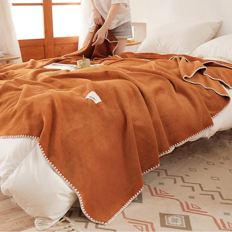 2025 New Waffle Solid Color Velvet Blanket Luxury Casual Milk Velvet Nap Sofa Cover Blanket Four Season Universal Quilt for Home