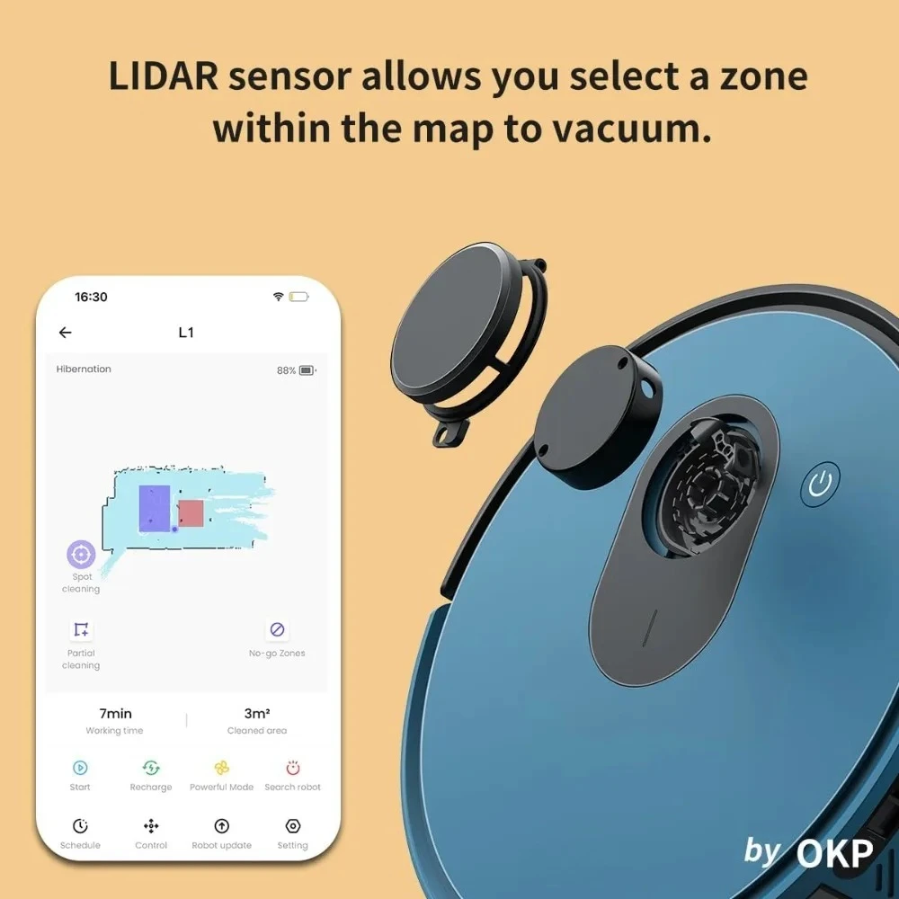 Lidar Robot Vacuum Cleaner 4000Pa Suction Power, No-Go Zone, LiDAR Navigation, Smart Mapping Home Robotic Vacuum, Self-Charging