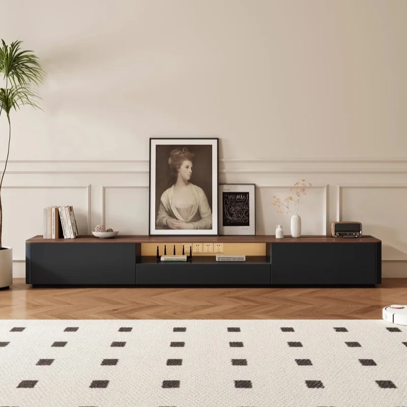 

Stylish Contemporary Solid Wood TV Stand with Storage Cabinets and Shelves for Living Room Television Media Console Furniture