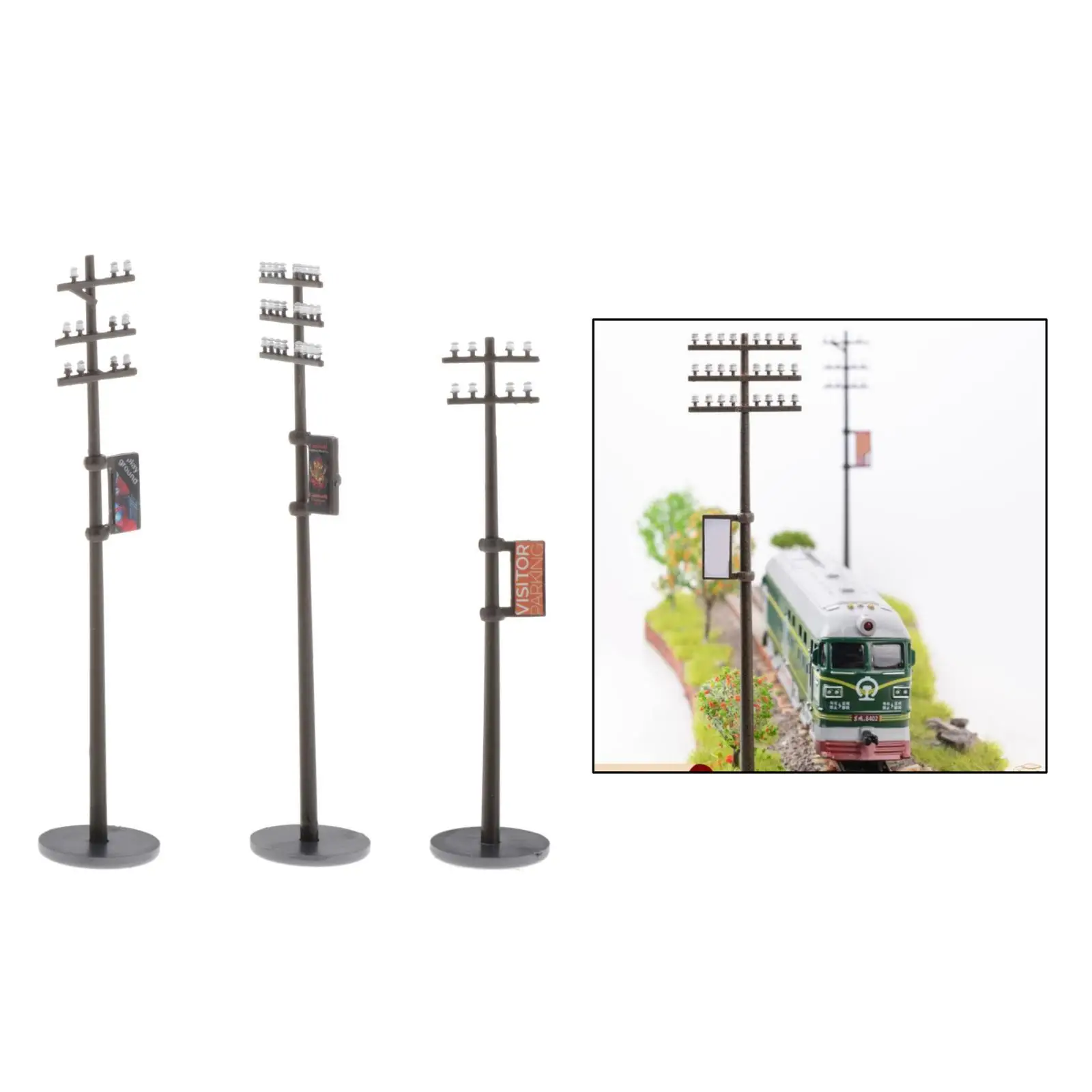 1/87 เสาขนาดเล็ก HO Scale Utility Pole Train Park Building Kit