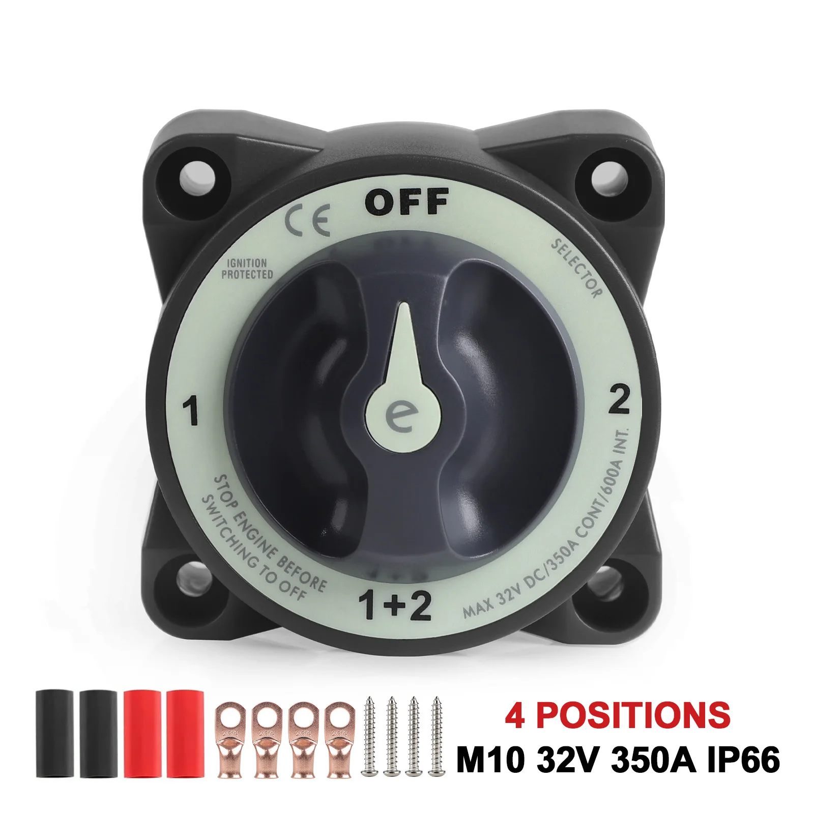 

Для автофургона, грузовика, лодки, автомобильного изолятора, резак для цепей аккумулятора, 4-позиционный селектор переключателя аккумулятора серии E, 32 В постоянного тока, 350 А, защита от зажигания