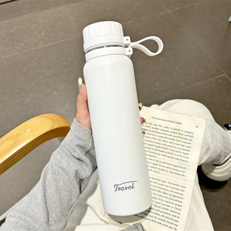 

Large Capacity Stainless Steel Insulated Water Bottle Men Women Sports Cup with Tea Separator Modern Simple Style Handle