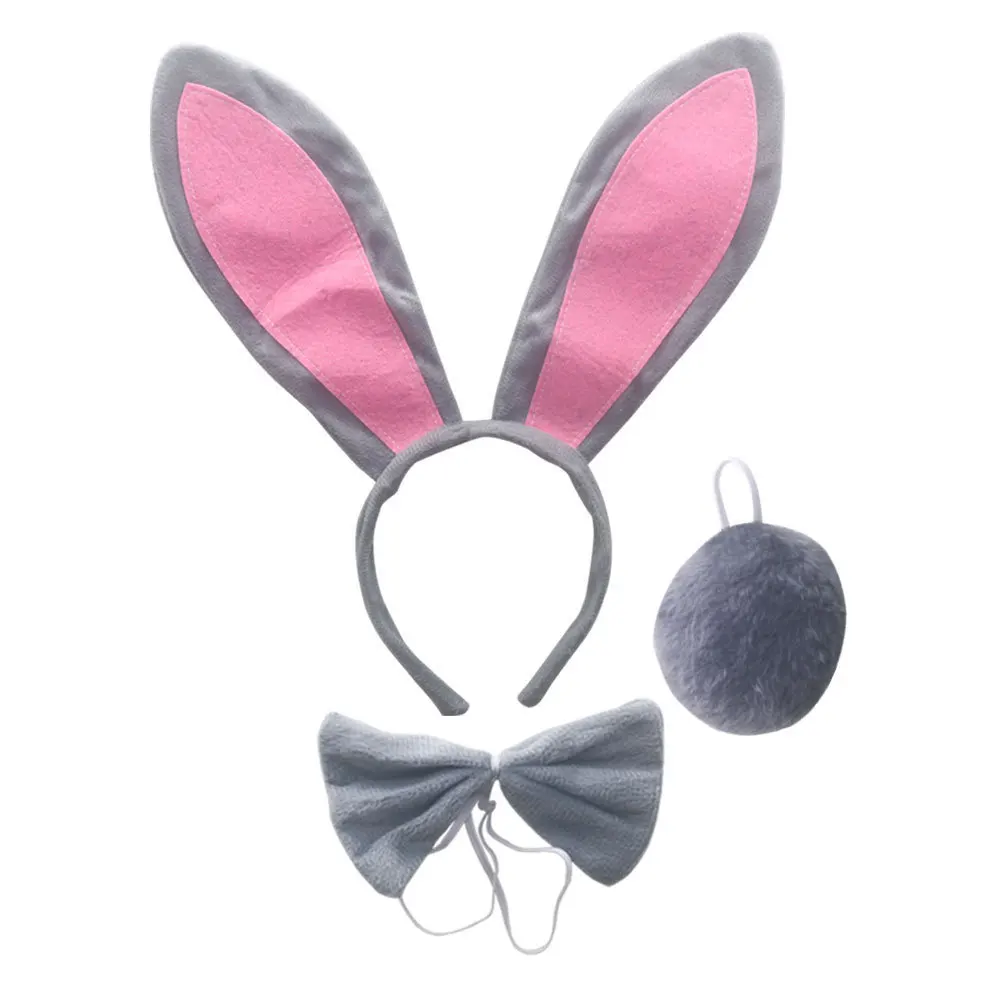 Pink Gray Easter Bunny Mouse Costumes Girls Rabbit Tutu Dress with Ears Tie Set Kids Halloween Animal Outfit Birthday Clothes