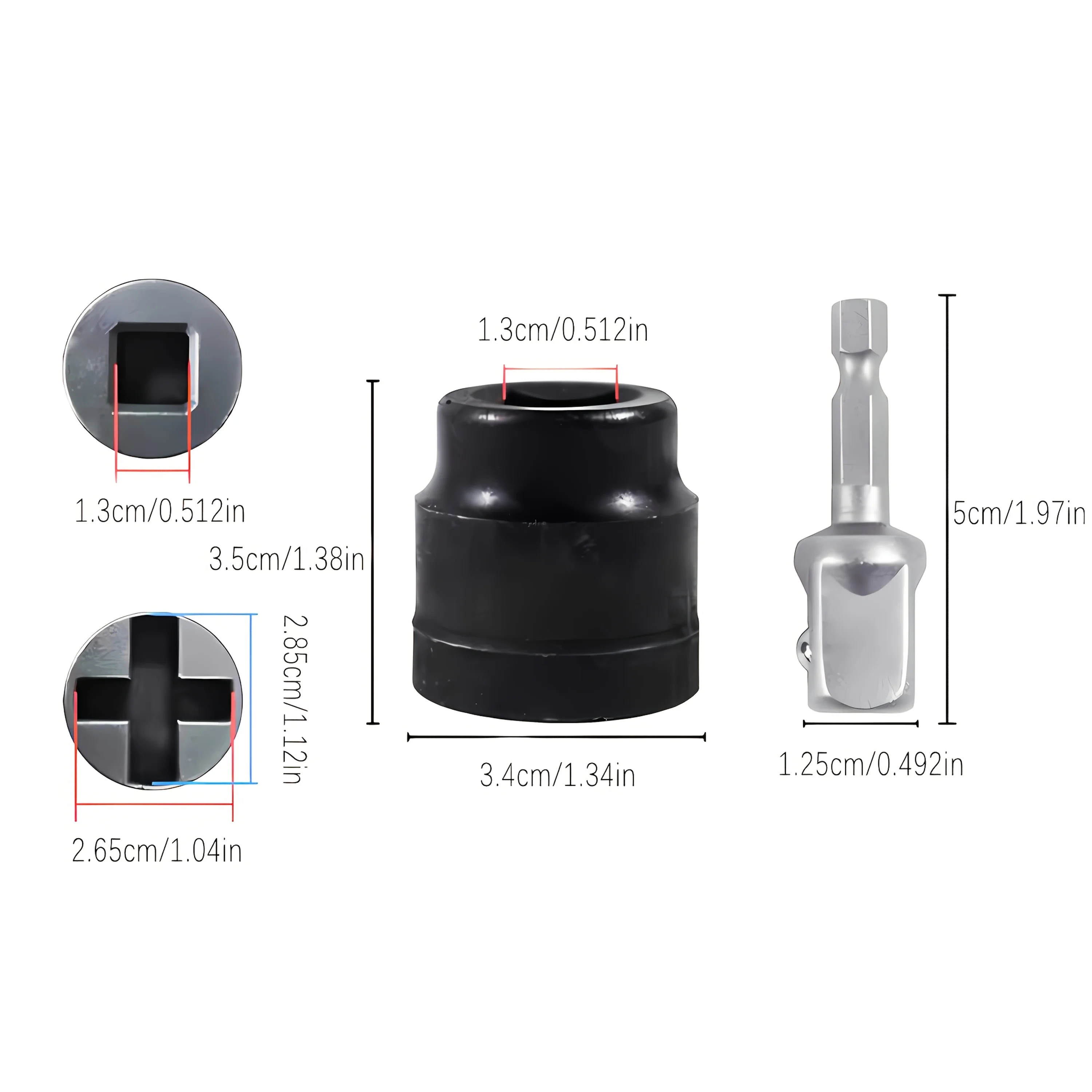 Scissor Jack Adapter Scissor Jack Socket Adapter Heavy Duty Chrome Vanadium Steel 1/2inch For Impact Wrench Scissor Jacks  ﻿