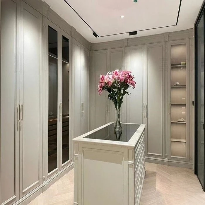 High-end cream style solid wood double-sided jewelry multi-chest cabinet, household cloakroom Shimadai jewelry display