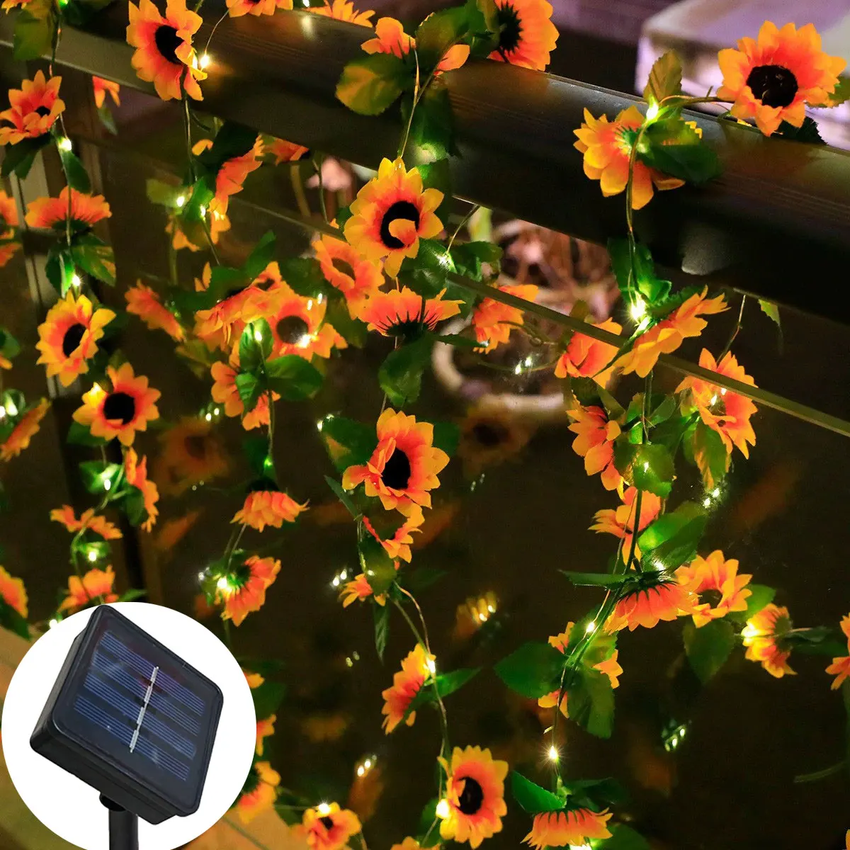 

LED Outdoor Garden Decor Solar Light Artificial Plants Leaf Fairy Light String Fence Wall Wedding Ramadan Decoration Lamp