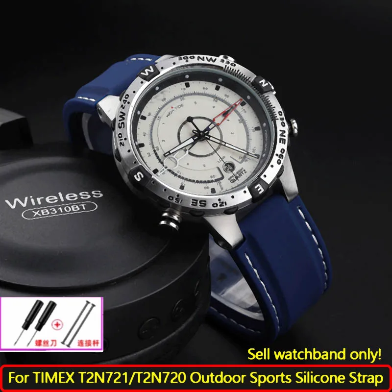 24-16mm Convex silicone Watch band for TIMEX Tidal seriesT2N721 T2N720 TW2T76500 2T76300 sports waterproof men's strap Bracelet