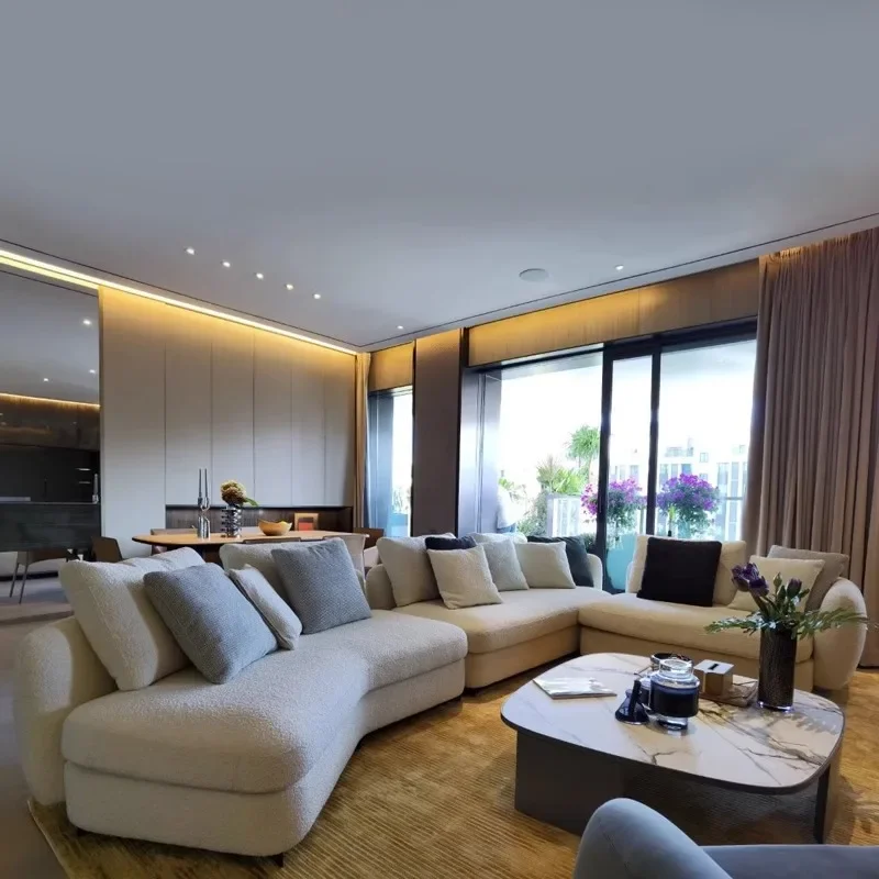 

Sofa large flat layer special-shaped corner lamb wool large apartment fabric furniture