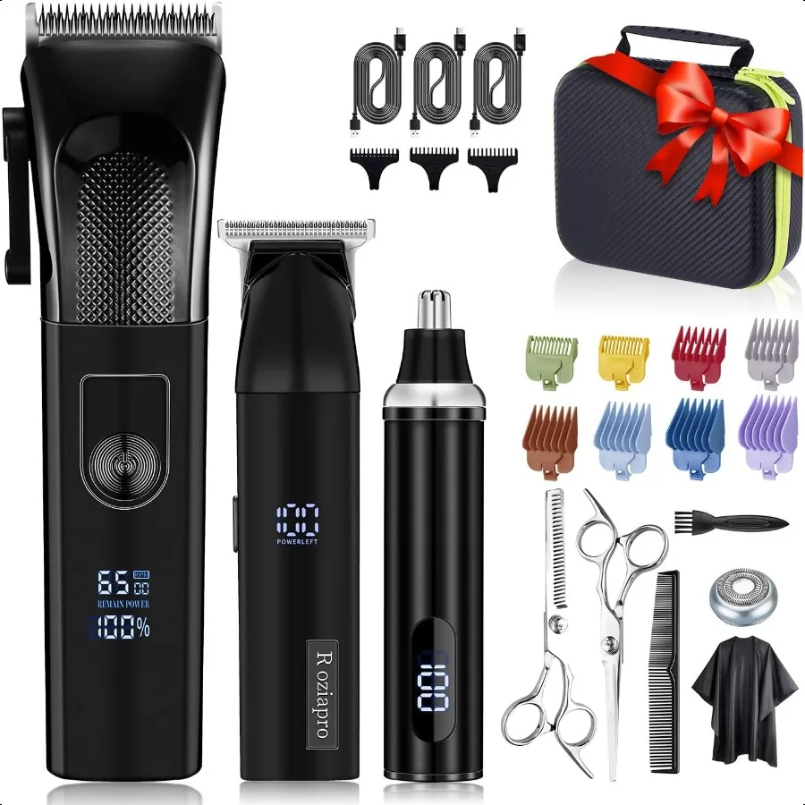 

Hair Clippers for Men Precise Close Cutting Beard Trimmer Rechargeable Barber Clippers Electric Nose Hair Trimmer Profional Hai