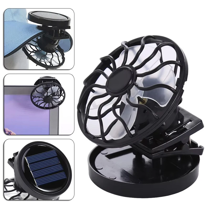 Mini ventilatore solare portatile con clip Cappello estivo Cappello con clip Ventola di raffreddamento Campeggio esterno Escursionismo Ventola di raffreddamento di sopravvivenza nella natura selvaggia