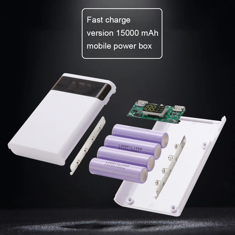 Super Fast power bank Shell Storage box Dual USB Micro Type C 5V9V 18650 battery Case Holder For iPhone Without Battery