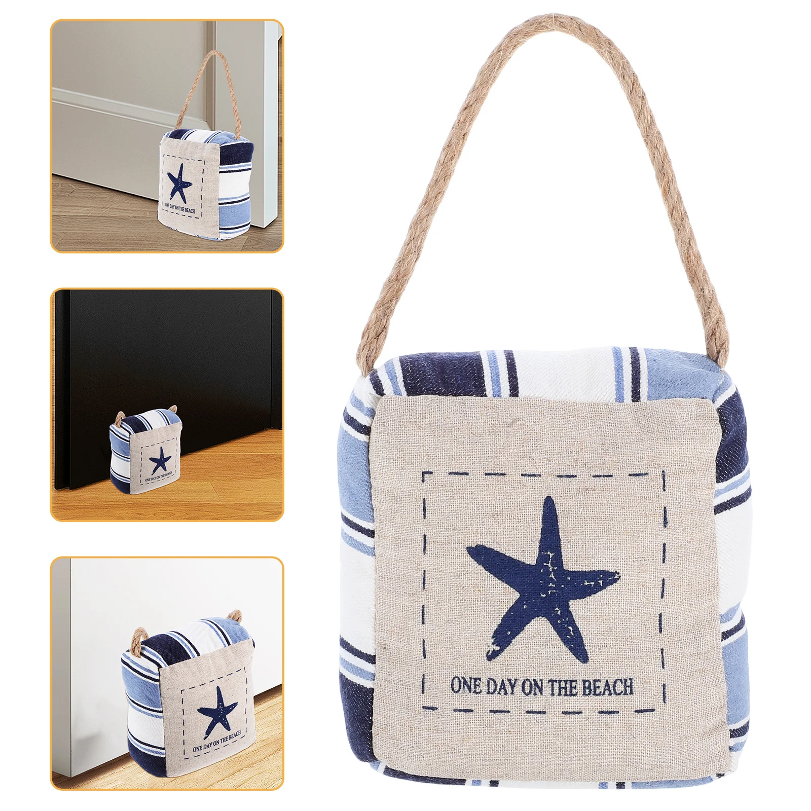

Mediterranean Style Door Stopper Nautical Fabric Weighted Floor Protector For Bedroom Bathroom Room Interior Door Holder