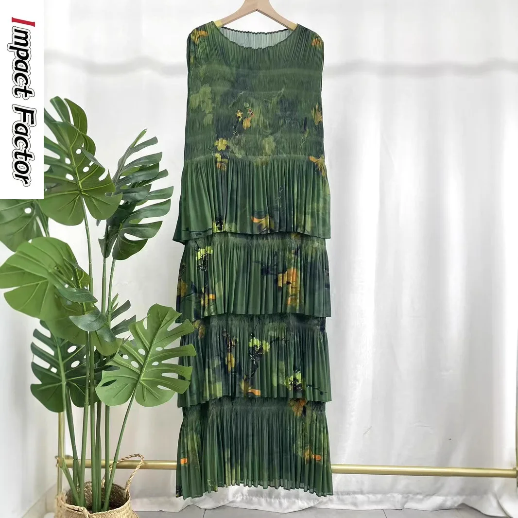 

Miyake Pleated Women's High-quality Skirt Women's Summer Dress Sleeveless High-end Pleated Long Multi-layer Cake Skirt