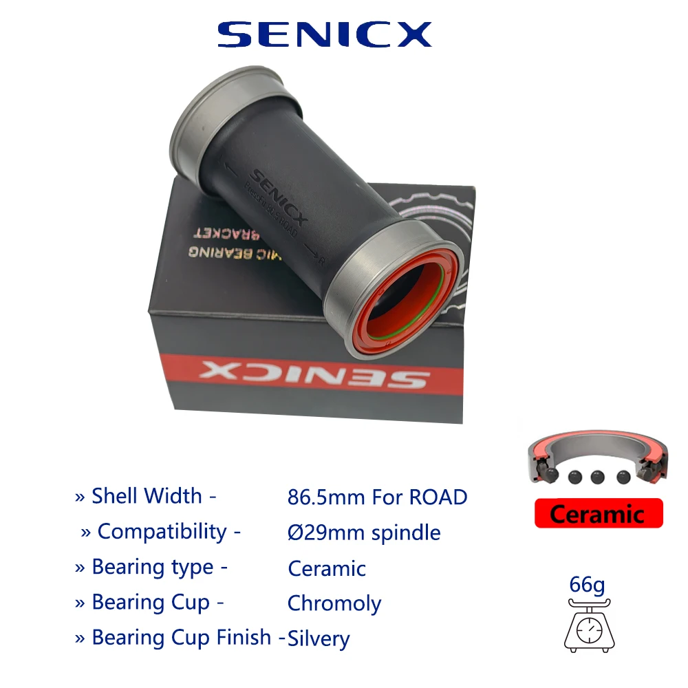 

SENICX Press Fit BB92 Нижний кронштейн с керамическими подшипниками/стали — совместим с DUB 24 мм и 28,99 мм