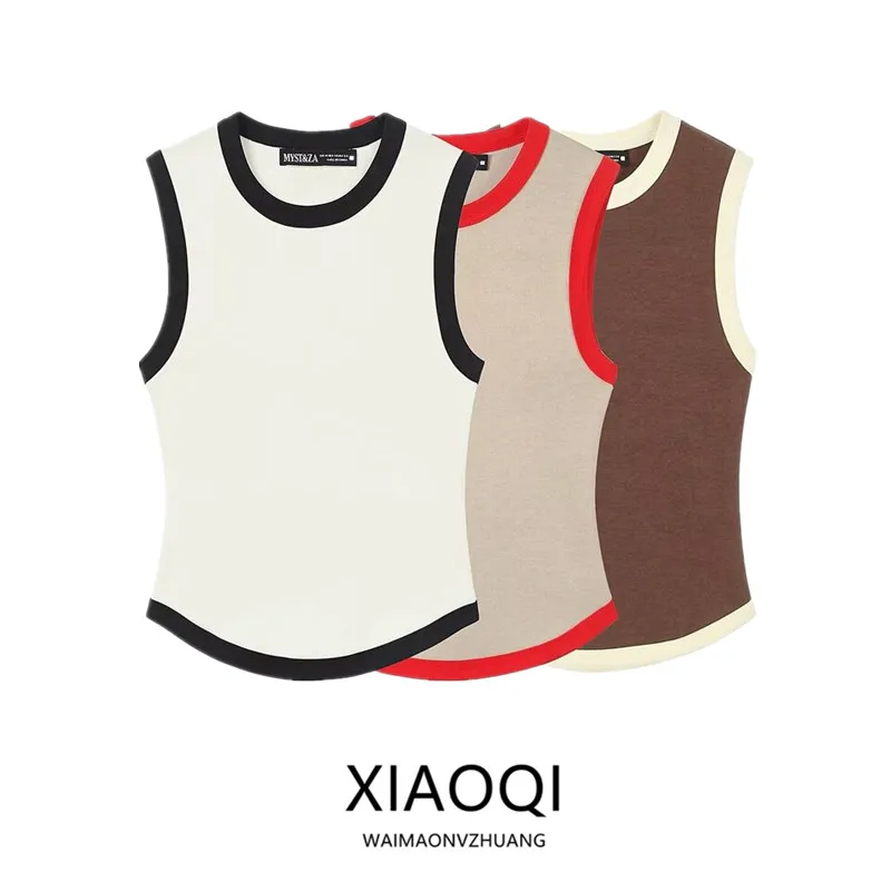 Spring 2026 Women's Sleeveless round Neck T-shirt New Arrival Multi-Color Options Contrast  Design Comfortable Fit Commut...