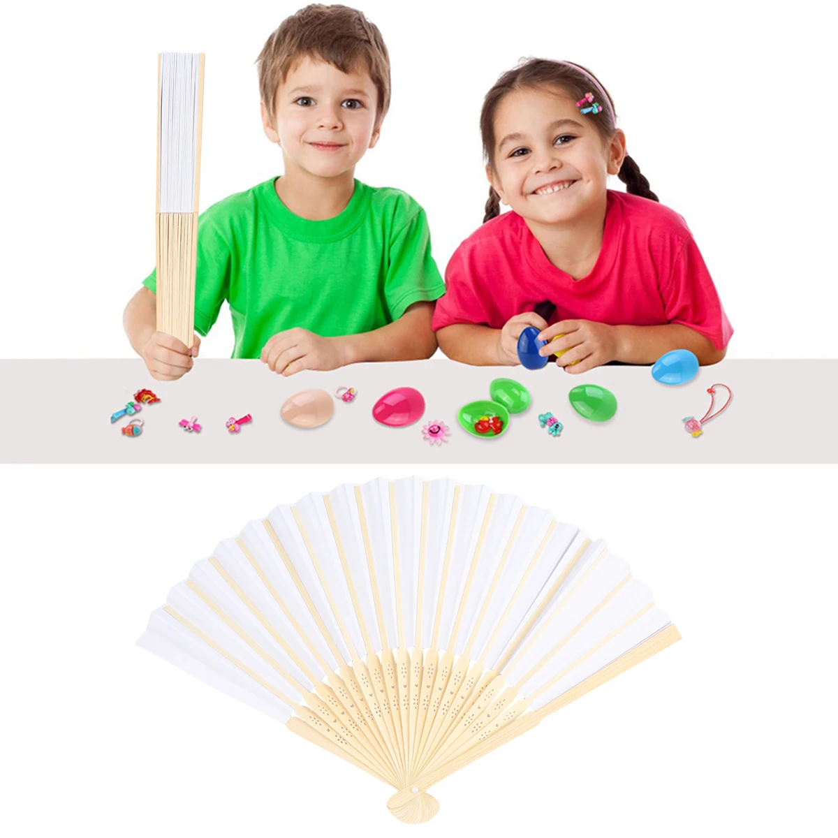 

10 Pcs 's Painting Paper Fan Hand Folding White Bamboo Blank Chinese Fans