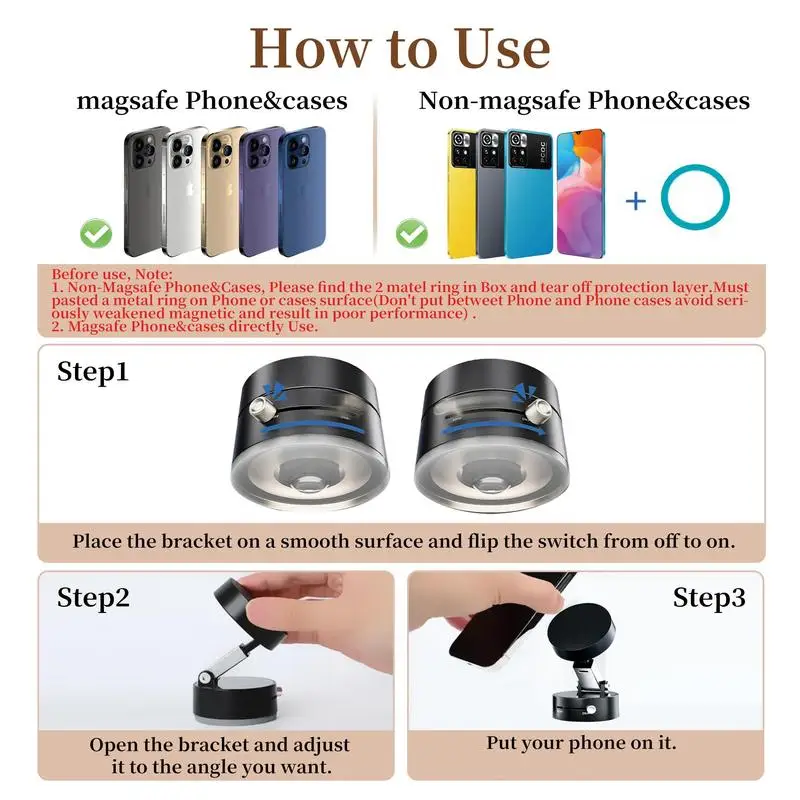 Faltbare Handy Halter Vakuum Saugnapf Halter Magnetische Auto Telefon Halter Für IPhone/Android Telefon Zubehör