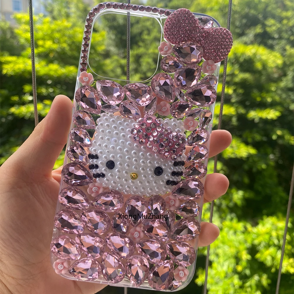 Hello Kitty Strass-Bowknot-Luxus-Glitzer-Hülle für Asus ROG Phone 9 8 Pro 9 Pro 9FE 7 6 5 Zenfone 8 9 10 11 12 Diamant-Abdeckung – Detail 1