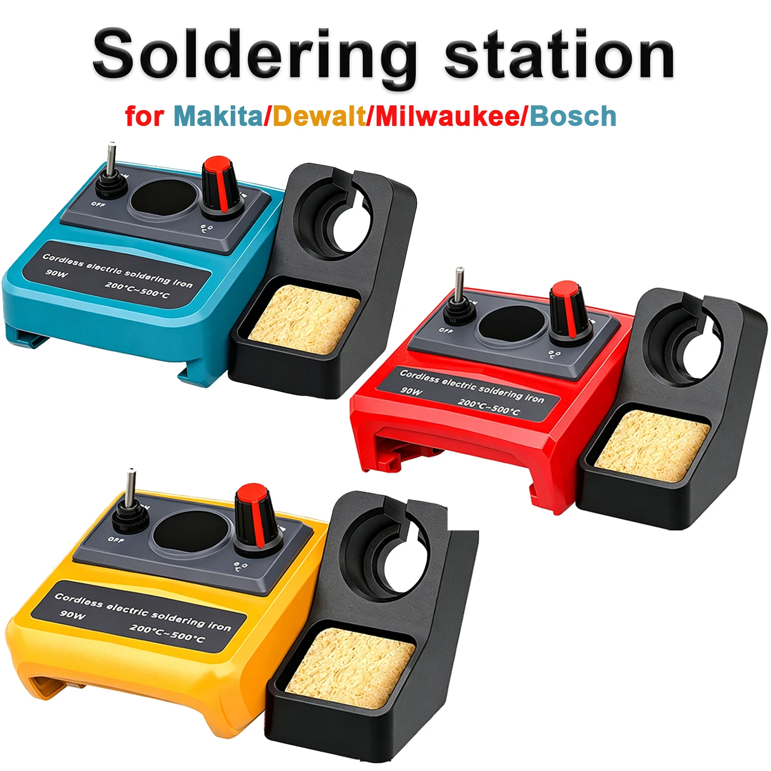

Cordless 90W LED Digital Soldering Iron Kit for Makita/Bosch/Milwaukee/Dewalt 18V Battery 5pcs Tips (Battery Not Included)