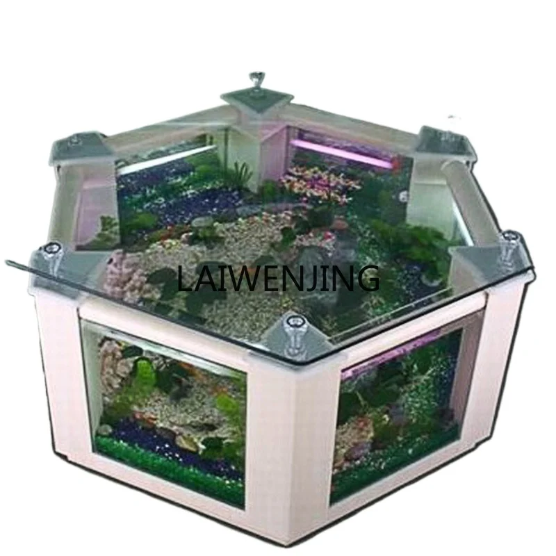 HLZ hexagonal coffee table fish tank aquarium 1 meter ecological turtle tank sofa placement