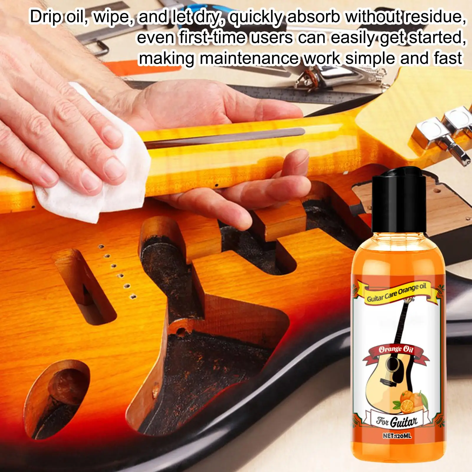 120ML Portable Fretboard Cleaner Multi-Purpose Orange Oil Fingerboard Safe Cleaning Conditioning Polishing Guitar Care Cleaner