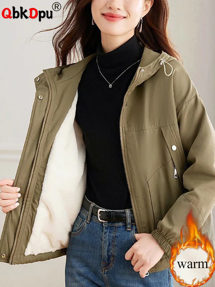 

Korean Fashion Thicken Outerwears Women Casual Hooded Zipper Design Jackets Tops Winter Warm Cotton Padded Chaquetas Blusas New