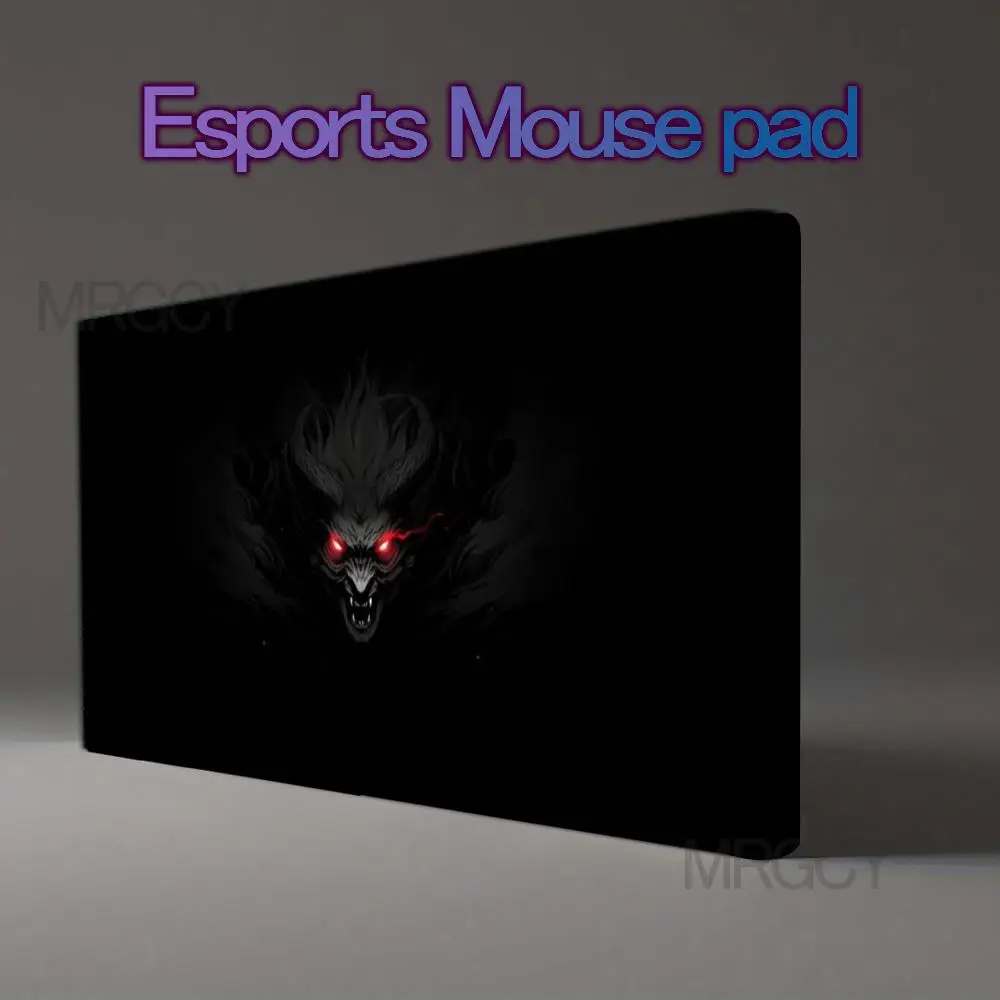 Large Black Gothic Demon Dragon Gaming Mouse Pad Glowing Red Eyes Non‑Slip Rubber Desk Mat for Esports Office Card Game Home