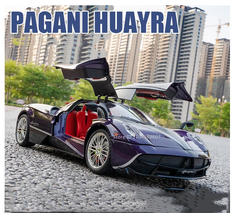 Große Größe 1:18 Pagani Huayra Spielzeugmodellauto Druckgusslegierung Sportwagen Sound Licht Zurückziehen Stoßdämpfungsmodelle Festival Geschenk – Detail 1