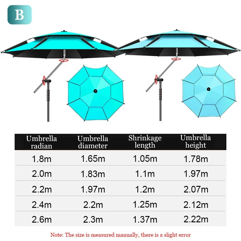 Imagem -05 - Duplo Ajustável Outdoor Fishing Umbrella Proteção Solar Espessada Grande Dobrável Impermeável Acessórios de Pesca