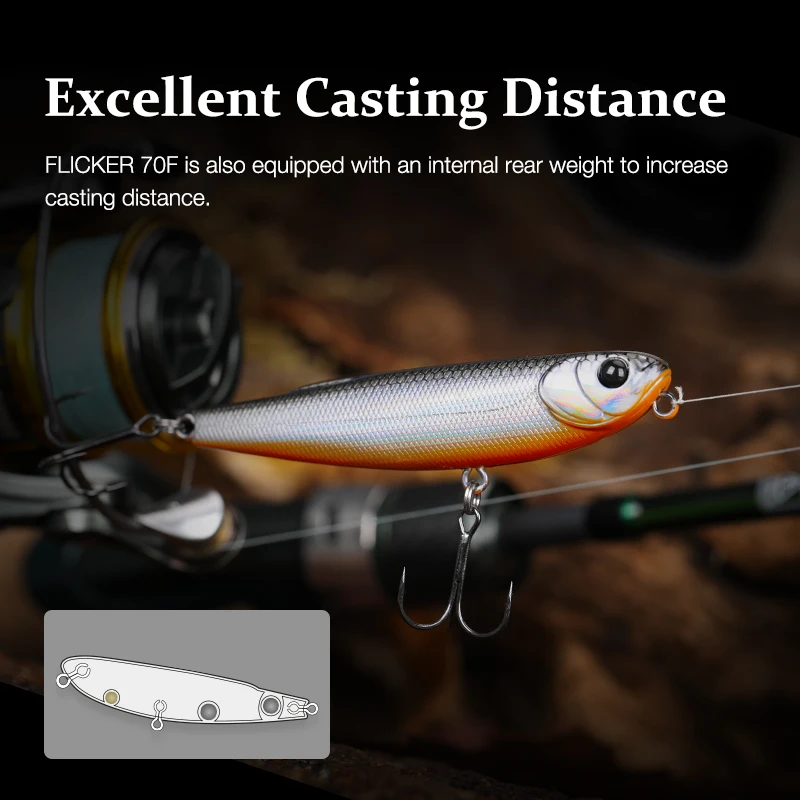 TSURINOYA FLICKER 70F Z Dog Topwater Walker Fishing lure 70mm 8.4g Artificial Pencil Floating Stick Hard Bait For Bass Pike Plug