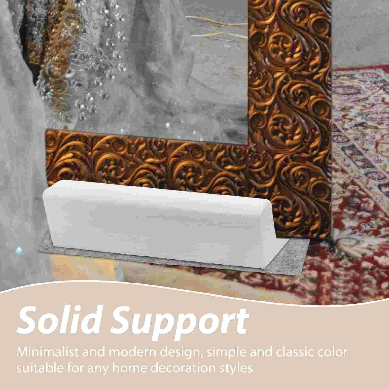 Modern Non-slip Support Frame Display Stand Dressers Standing Mirror Full Length Wooden Artwork Holder Rack White